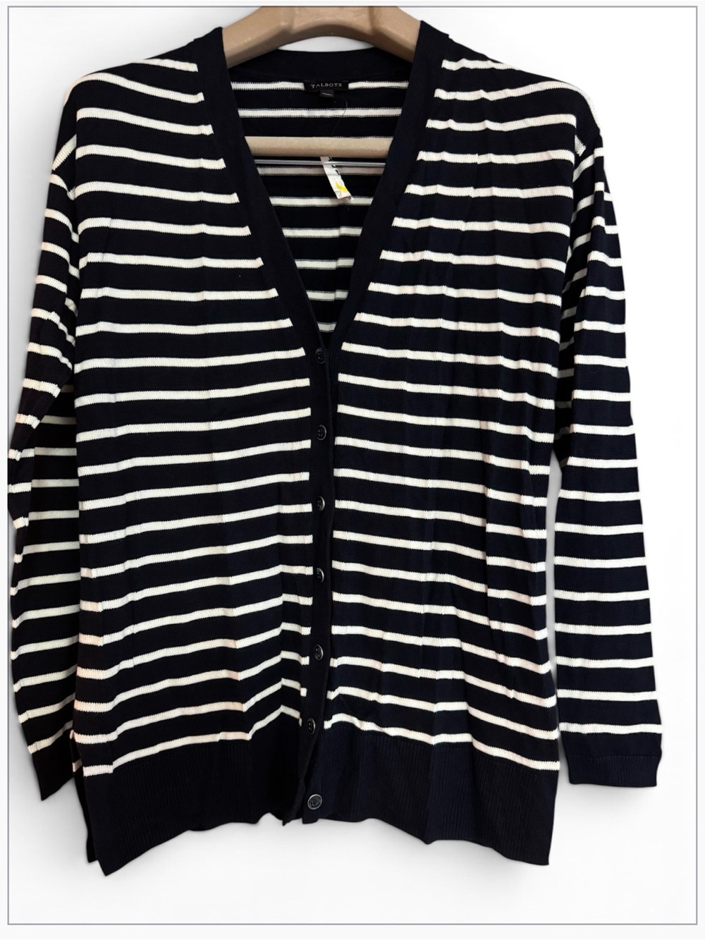 New Talbots women’s sweater Navy Whitr Striped Size XS